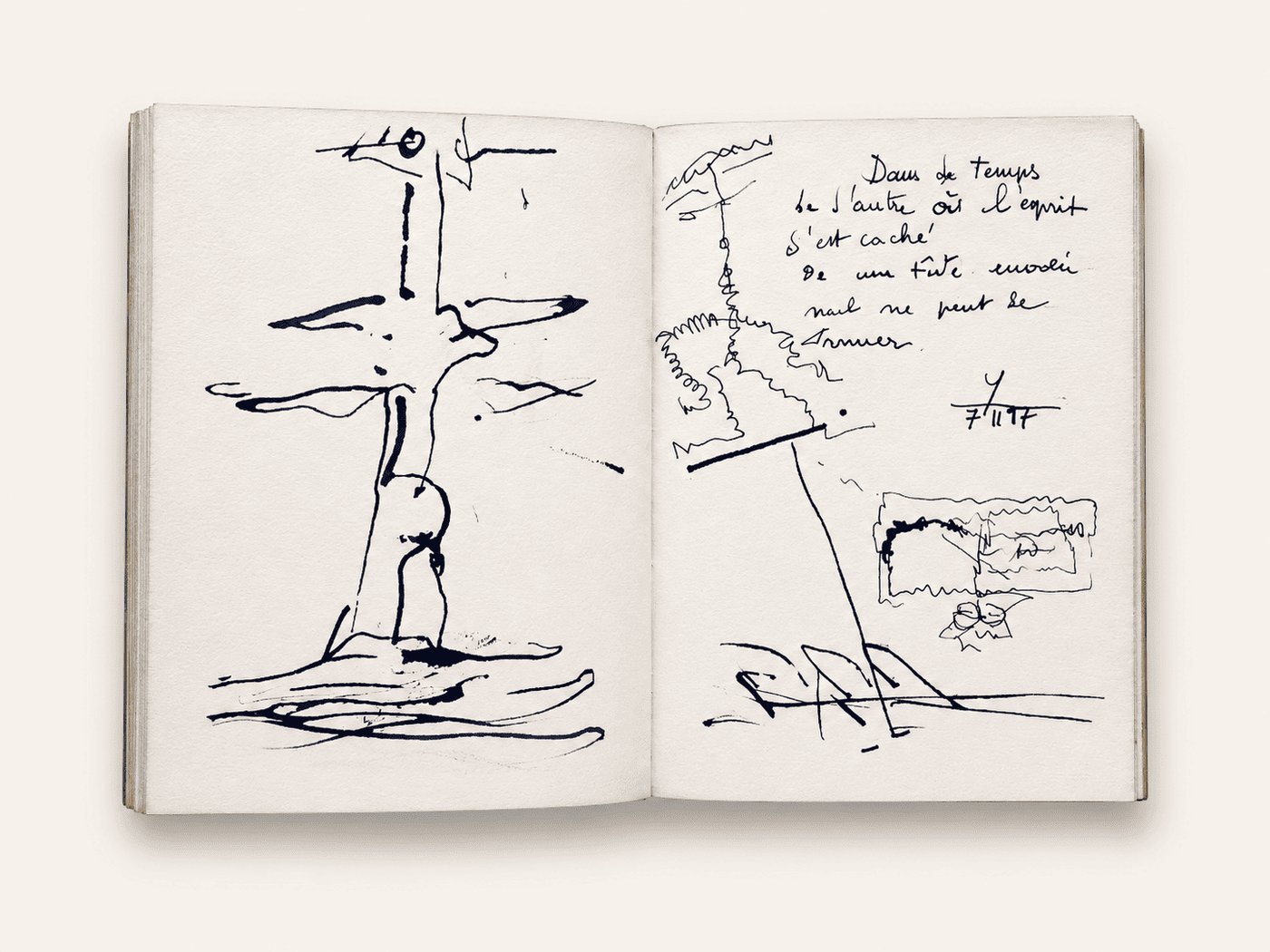 Extrait de carnet, croquis et texte manuscrit, 1997