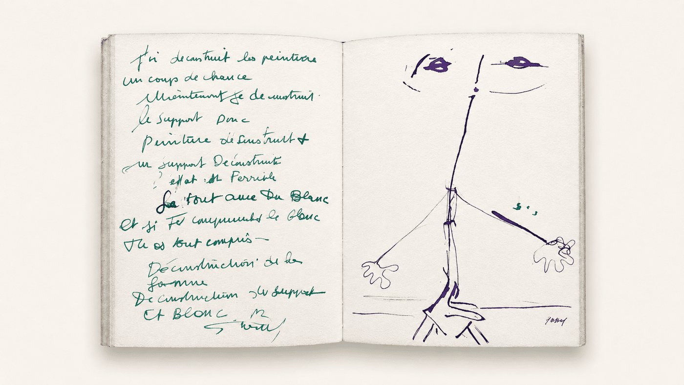 Extrait de carnet, texte manuscrit et figure à l'encre
