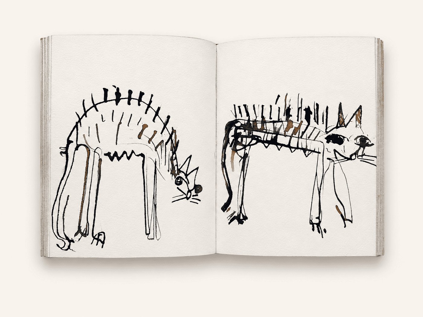 Extrait de carnet, croquis d'animaux à l'encre