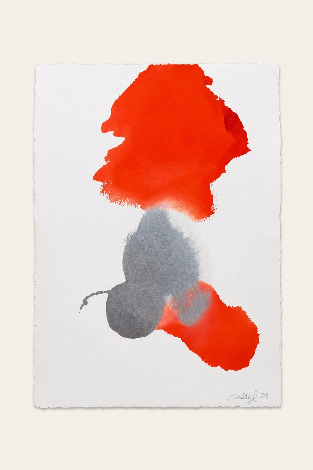 Sans titre, 1989, encre rouge et grise