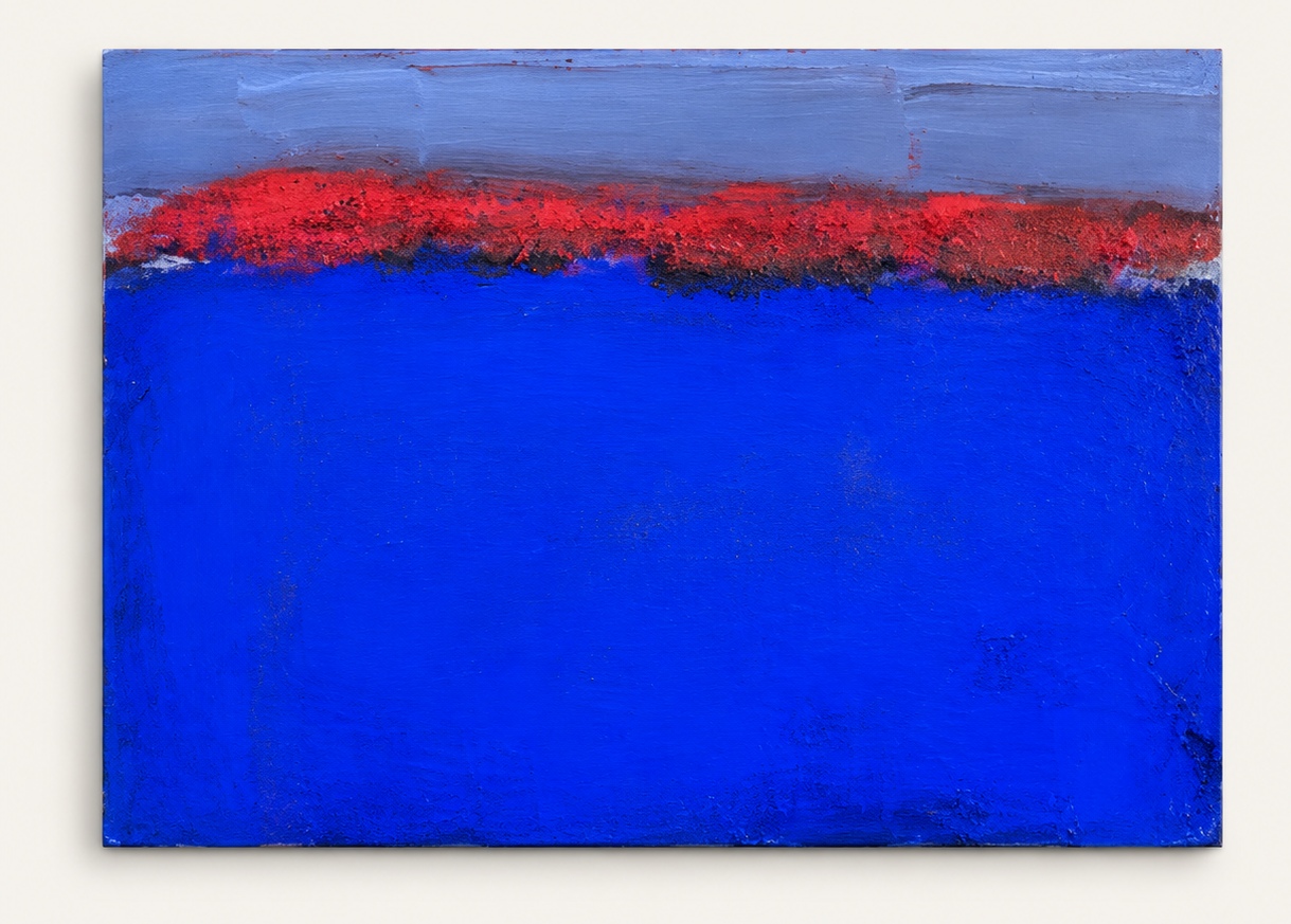 Ligne rouge, horizon bleu et rouge