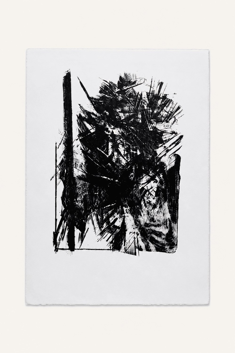 Sans titre, lithographie noire abstraite
