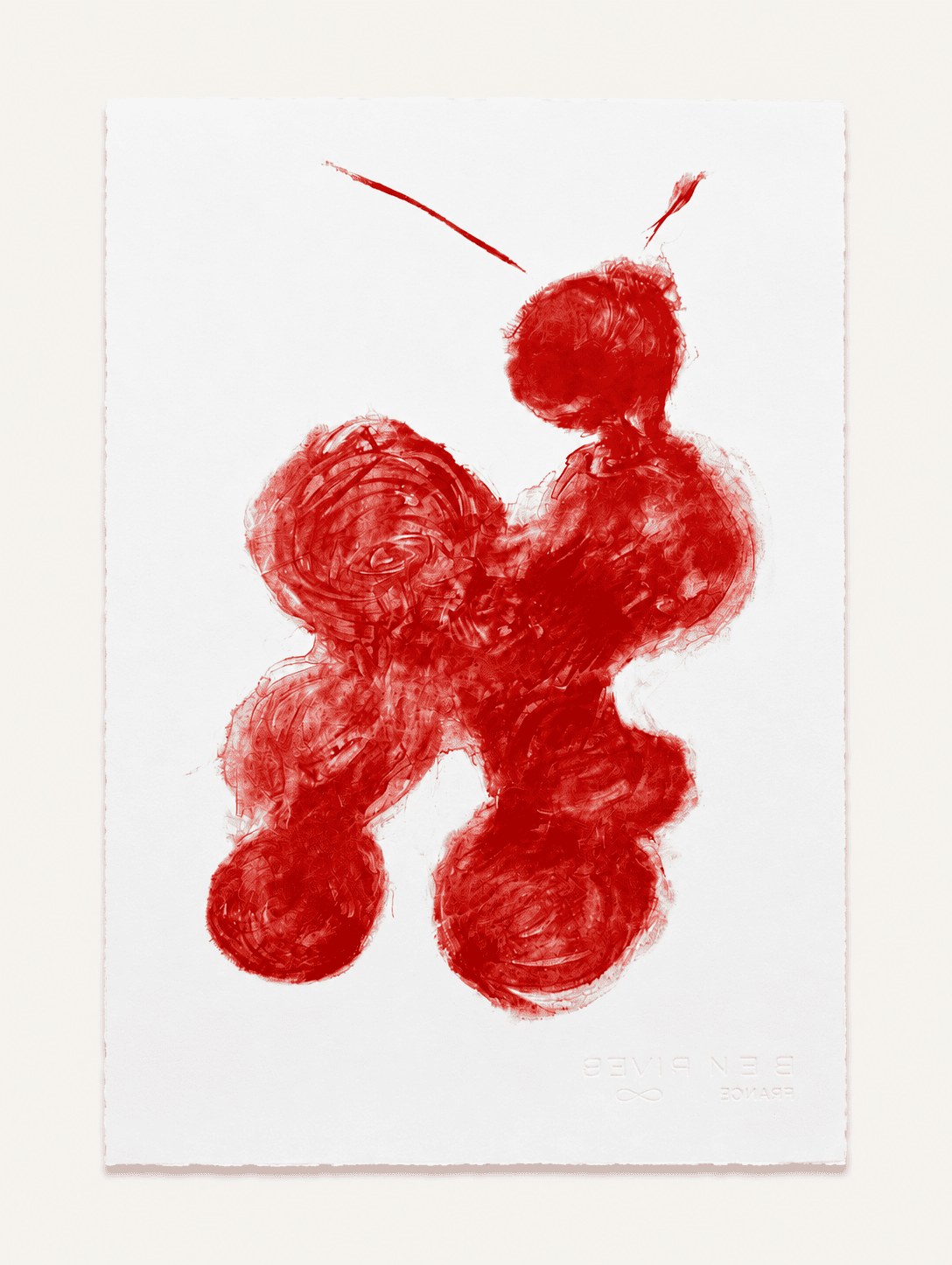Sans titre, lithographie rouge, cachet d'atelier