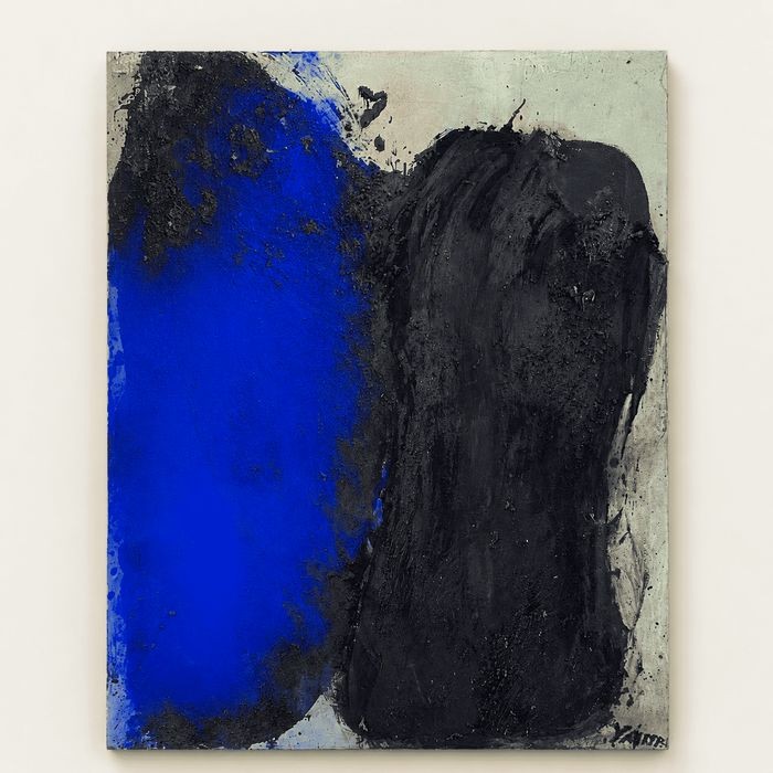 Sans titre, composition bleue et noire