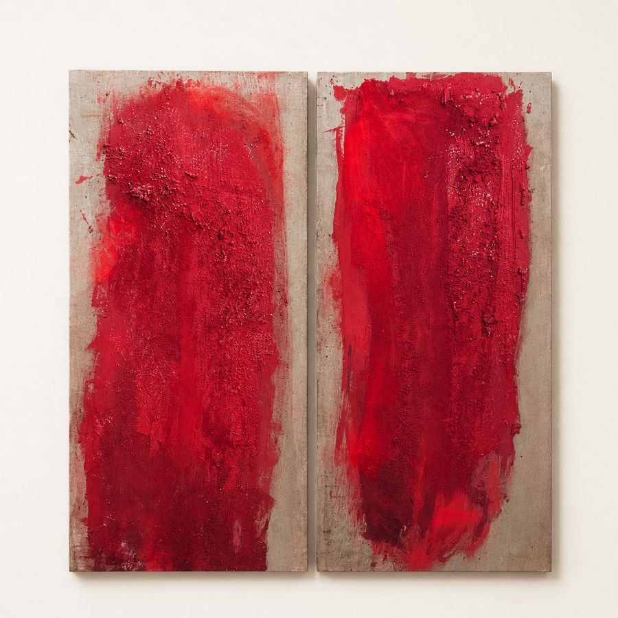 Diptyque abstrait, 91 x 208 cm