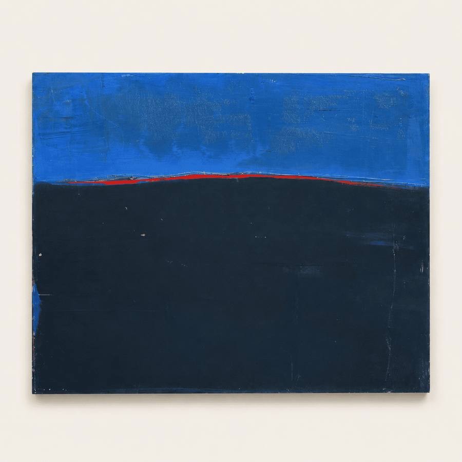 Ligne rouge, horizon bleu et noir