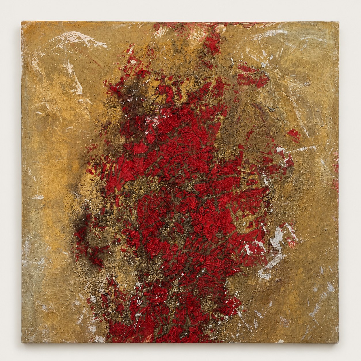 Sans titre, composition rouge et or