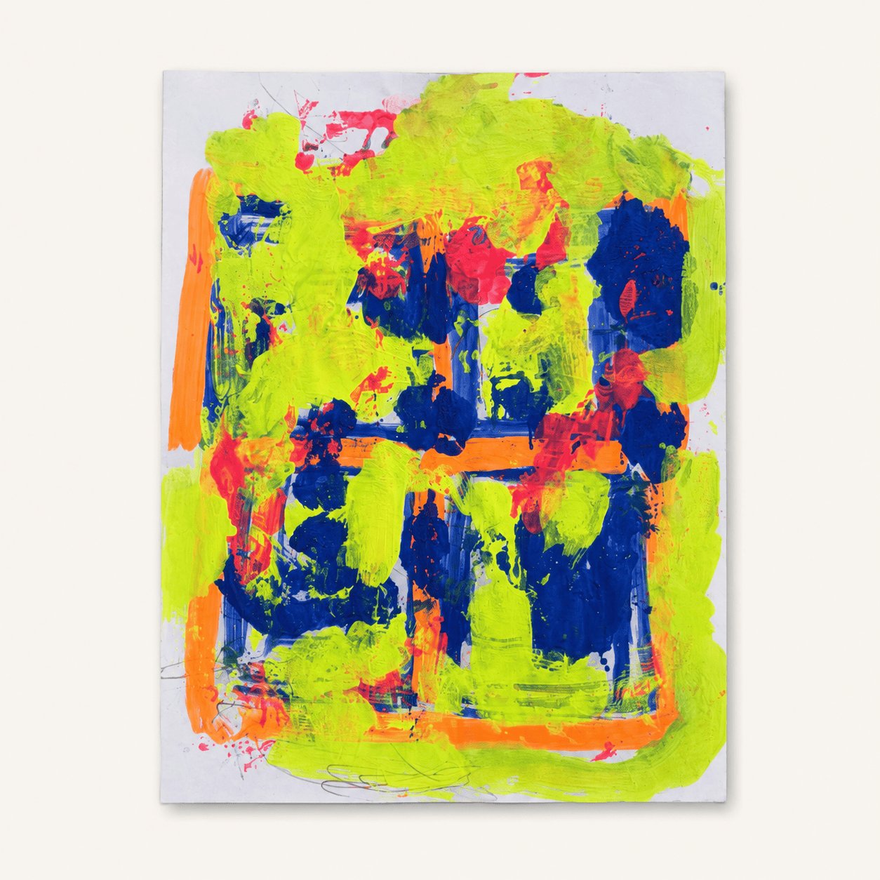 Sans titre, composition jaune fluo, bleu et rouge