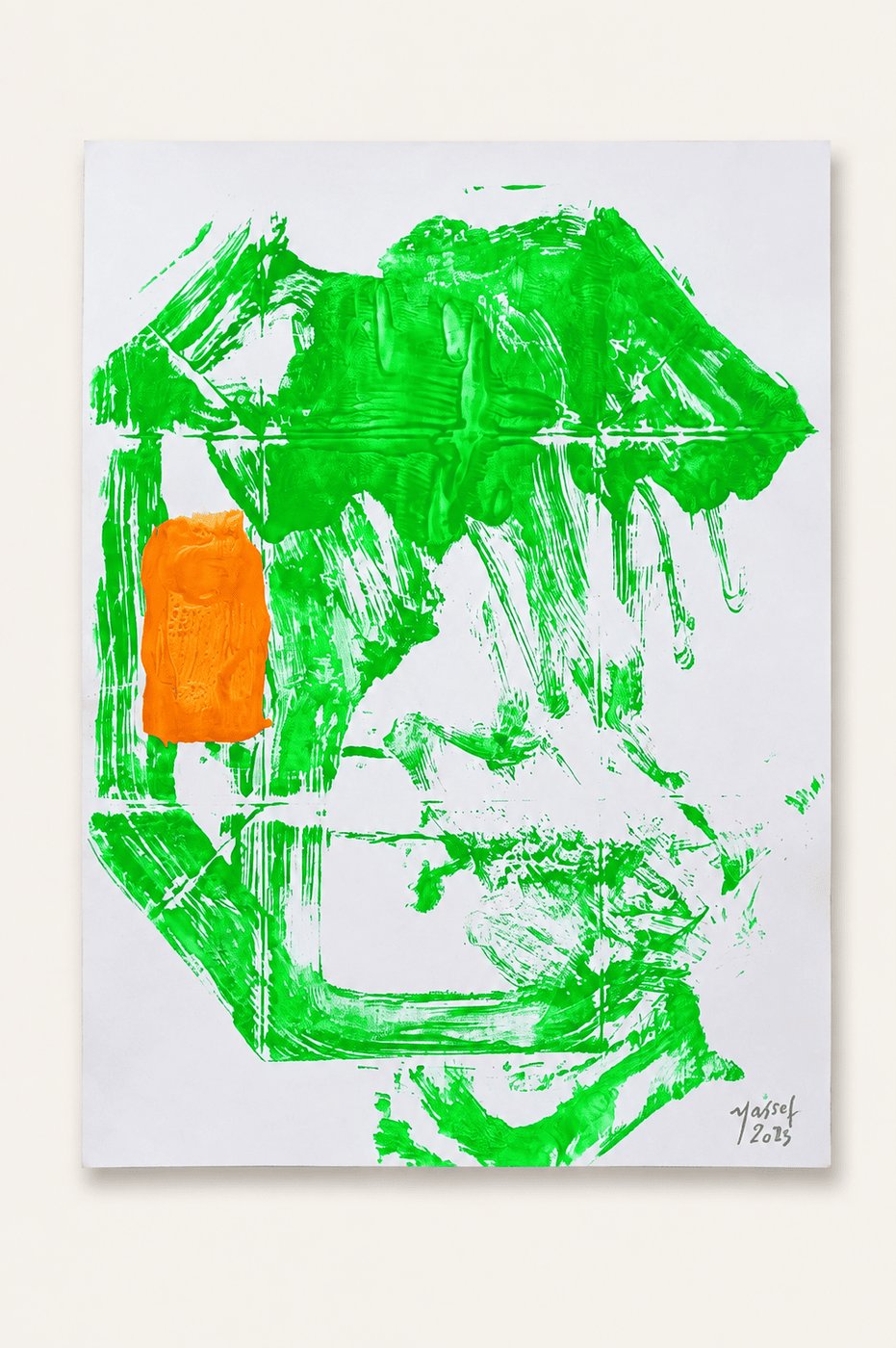 Sans titre, visage vert et orange