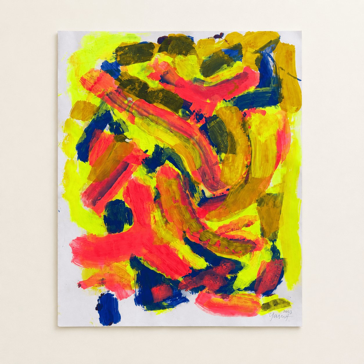 Sans titre, composition jaune, ocre et rouge