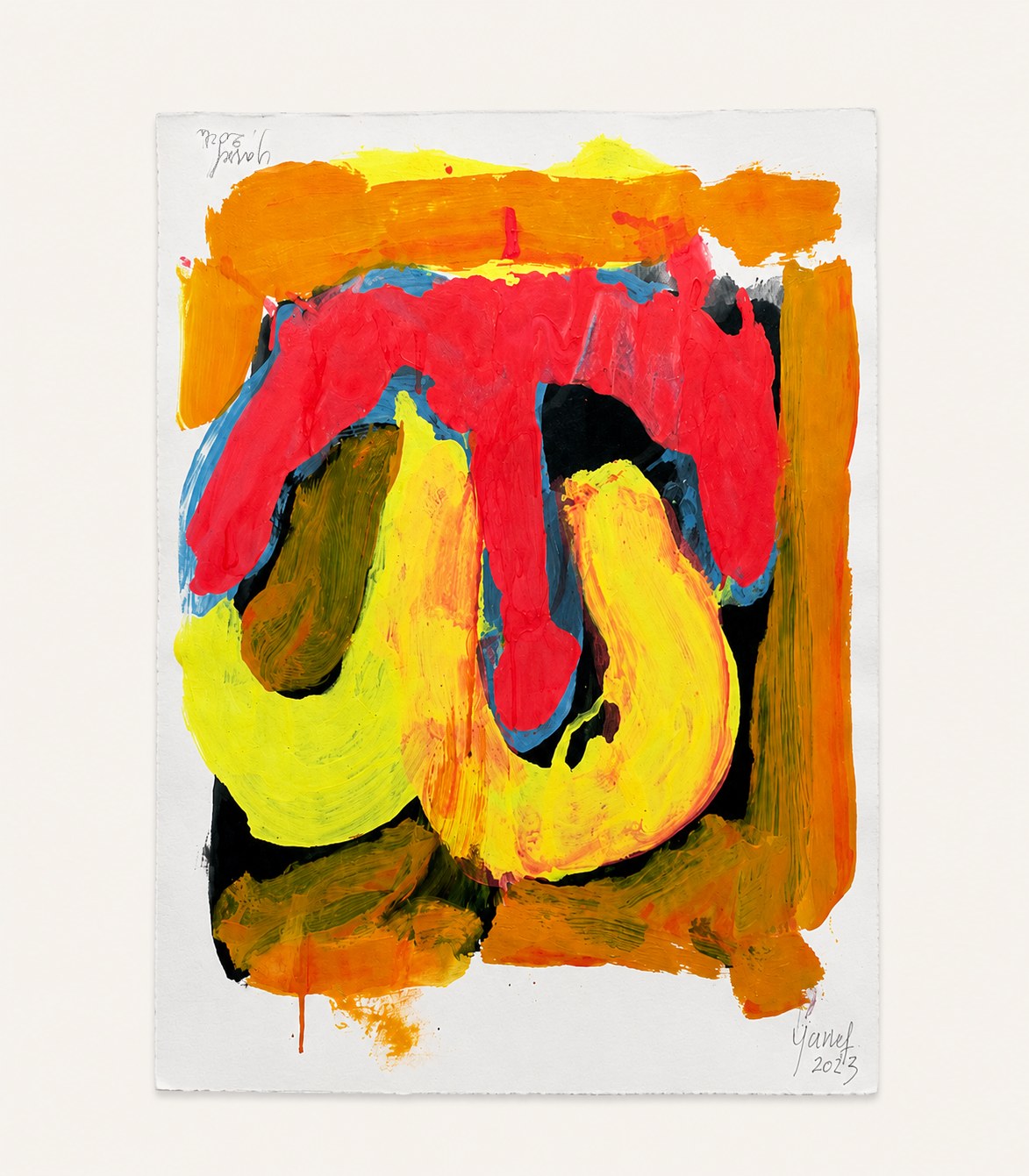 Sans titre, 2023, composition rouge, jaune et orange